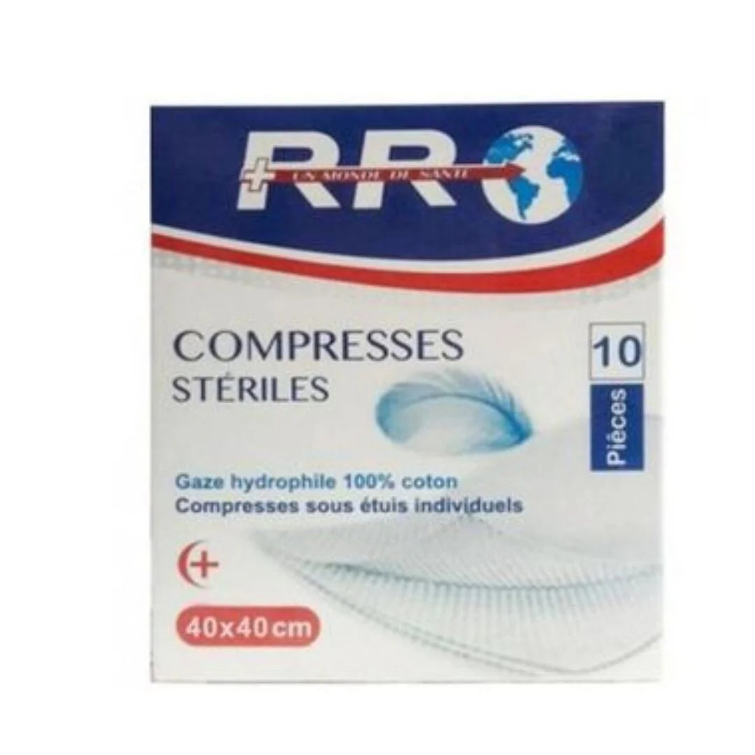 RR COMPRESSES STÉRILES 40CM×40CM 10 UNITÉS