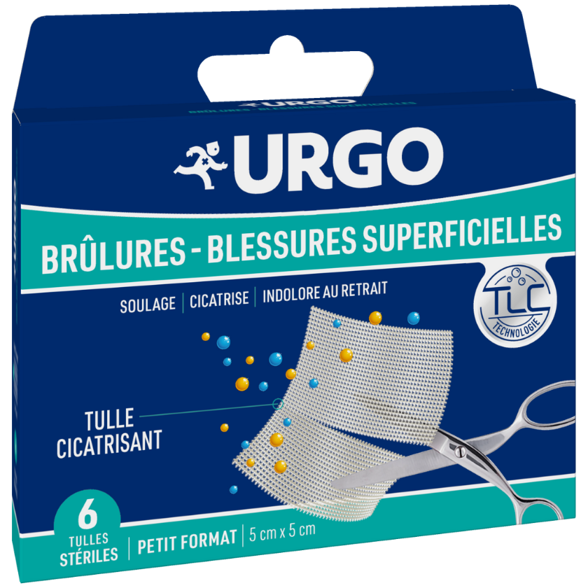 URGO Brûlures, Blessures superficielles, Tulle stérile