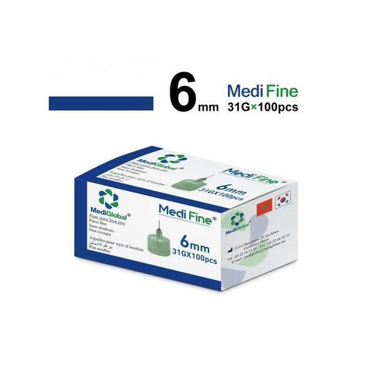 MEDIFINE BOITE AIGUILLES POUR STYLO D’INSULINE 6MM/31G 100PCS