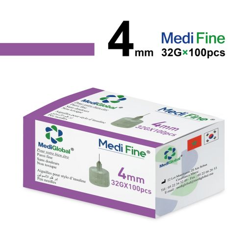 BOITE AIGUILLES POUR STYLO D’INSULINE 4MM/32G 100PCS