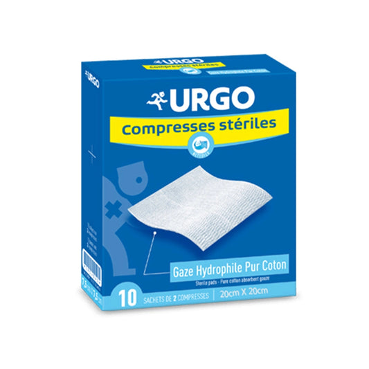URGO COMPRESSES DE GAZE STÉRILES 20cm×20cm BOITE DE 10 SACHETS