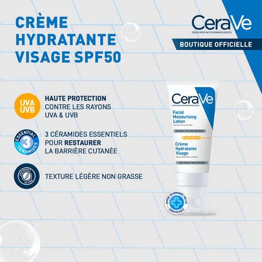 CERAVE CREME HYDRATANTE VISAGE SPF50 52mL
