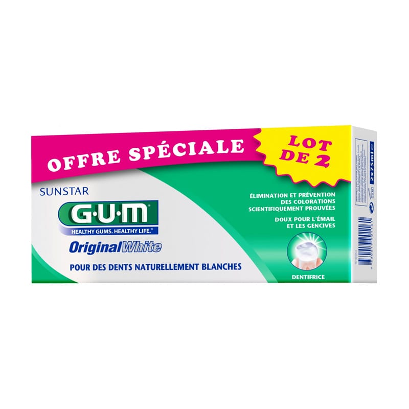 GUM ORIGINAL WHITE DENTIFRICE PACK 2x75mL