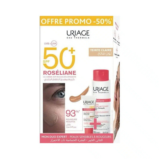 URIAGE ROSELIANE CC CREME TEINTE CLAIRE SPF50 40ML + DERMO NETTOYANT 250ML