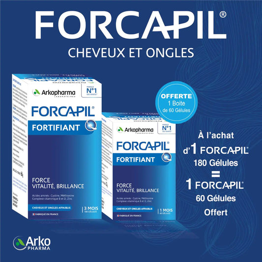 FORCAPIL COMPLEMENTFORTIFIANT CHEVEUX ET ONGLES – LOT 3 MOIS + 1 MOIS OFFERT