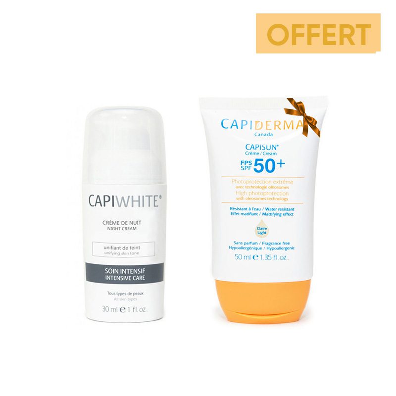 CAPIDERMA [CAPIWHITE HQ SOIN DEPIGMENTANT INTENSIF]=[CAPISUN SPF50 ECRAN] OFFERT