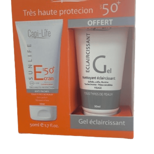 CAPI-LIFE Ecran solaire anti-taches +gel eclarcissant 50ml offert