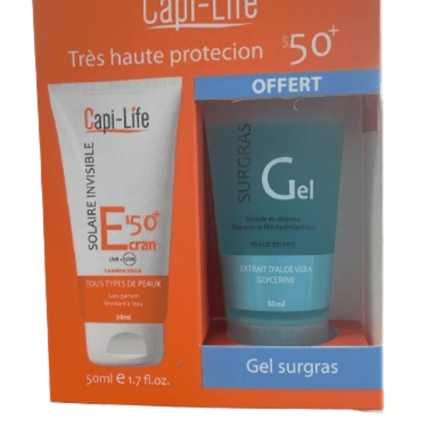 CAPI-LIFE Ecran solaire invisible+ gel nettoyant 50ml offert