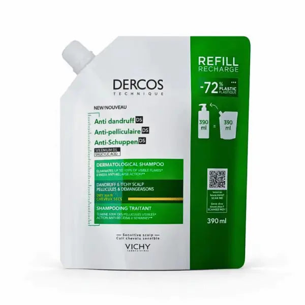 VICHY DERCOS ECO-RECHARGE SHAMPOOING ANTIPELLICULAIRE CHEVEUX SECS 390ml