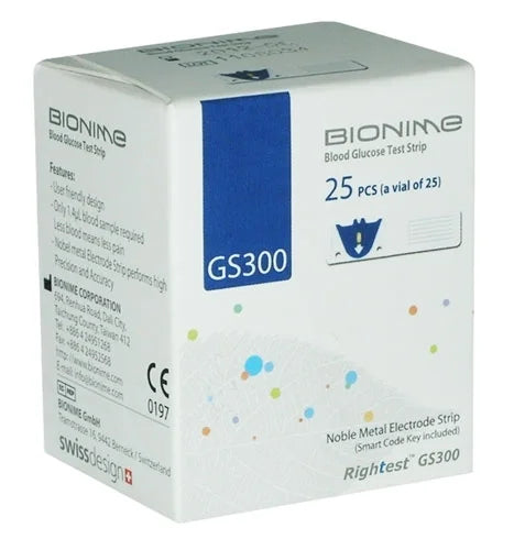 Bionime GS300 25 bandelettes de test de la glycémie